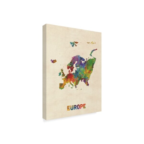 Michael Tompsett 'Europe Continent Watercolor Map' Canvas Art,18x24
